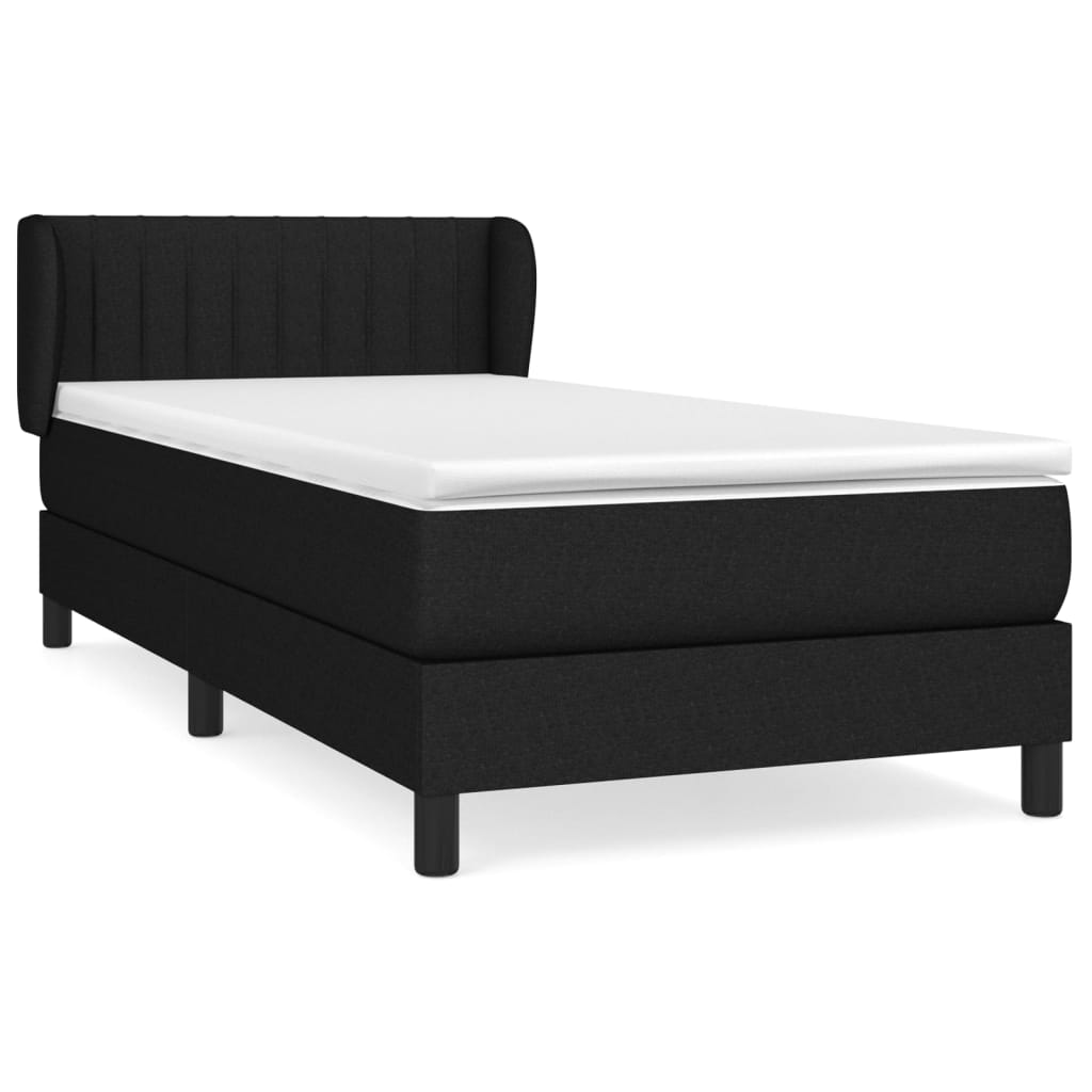 vidaXL Box spring postel s matrací černá 100 x 200 cm textil