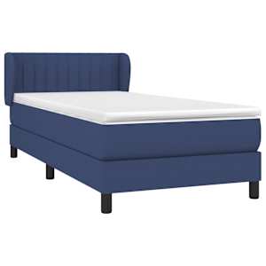 Box spring postel s matrací modrá 100 x 200 cm textil - obrázek 3