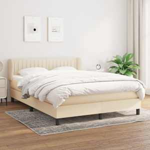 Box spring postel s matrací krémová 140x190 cm textil - obrázek 1