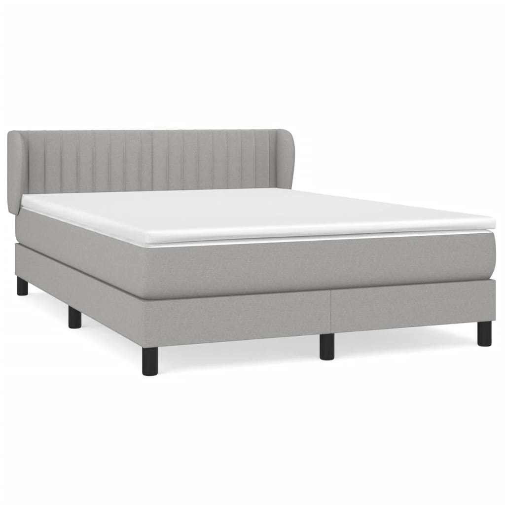 vidaXL Box spring postelja z vzmetnico svetlo siva 140x200 cm blago