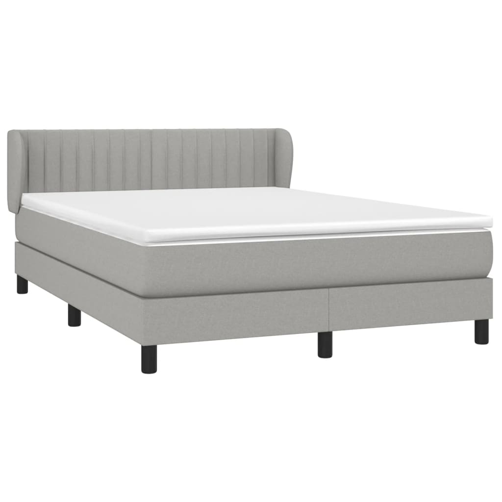 vidaXL Boxspring met matras stof lichtgrijs 140x200 cm afbeelding