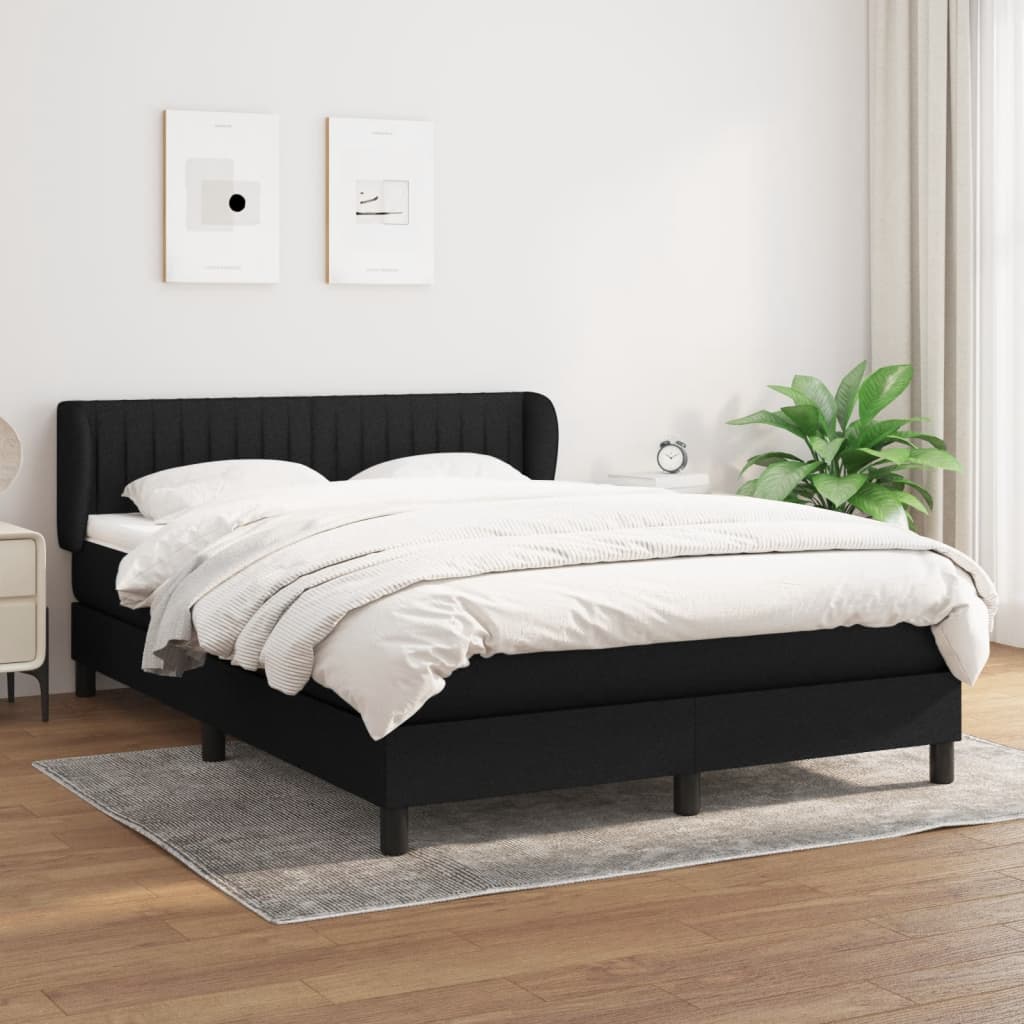 Box spring postel s matrací černá 140x200 cm textil