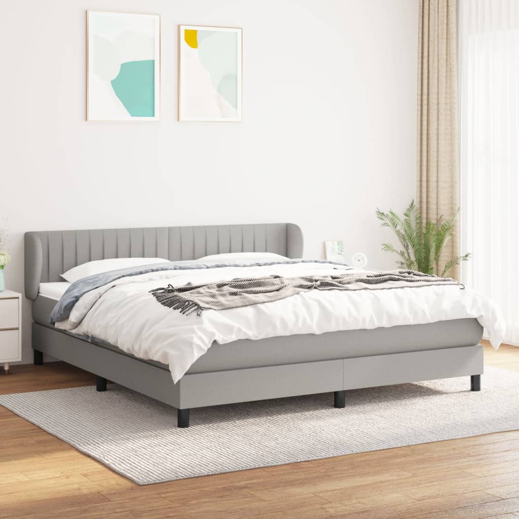 vidaXL Lit à sommier tapissier avec matelas Gris clair 160x200cm Tissu