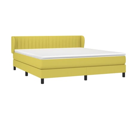 vidaXL Lova su spyruoklėmis ir čiužiniu, žalia, 160x200 cm, audinys