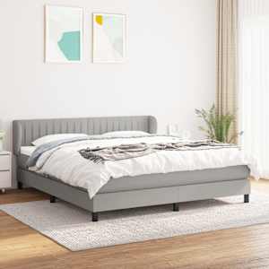 Box spring postel s matrací světle šedá 180 x 200 cm textil - obrázek 1
