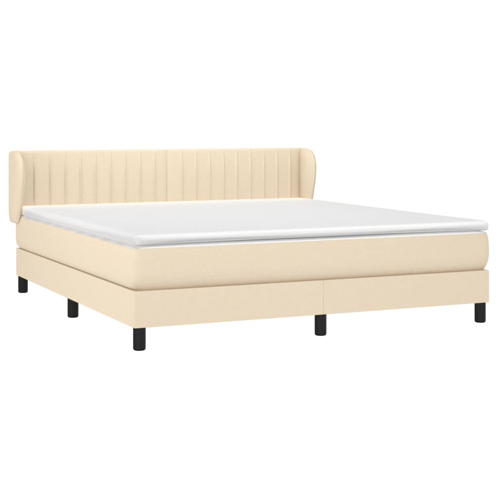 vidaXL Boxspring met matras stof crèmekleurig 180x200 cm afbeelding