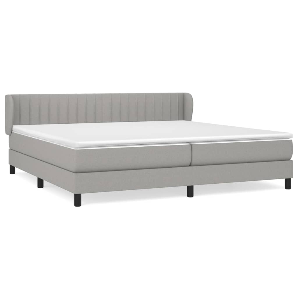 vidaXL Box spring postelja z vzmetnico svetlo siva 200x200 cm blago