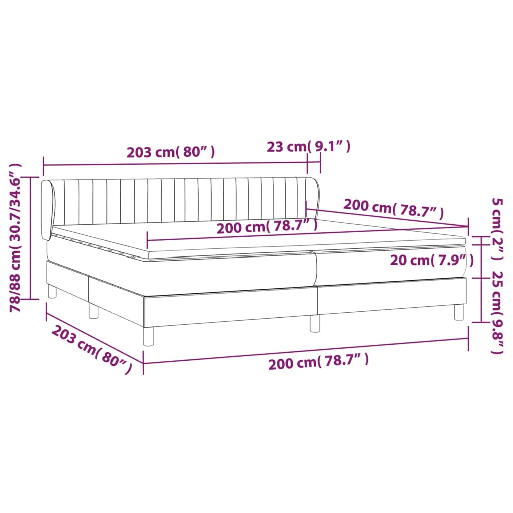 Box spring postel s matrací světle šedá 200 x 200 cm textil