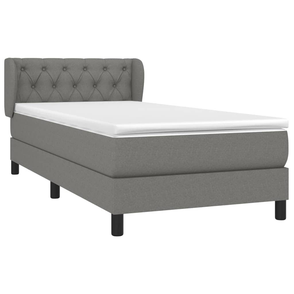 vidaXL Boxspring met matras stof donkergrijs 80x200 cm afbeelding