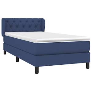 Box spring postel s matrací modrá 80x200 cm textil - obrázek 3