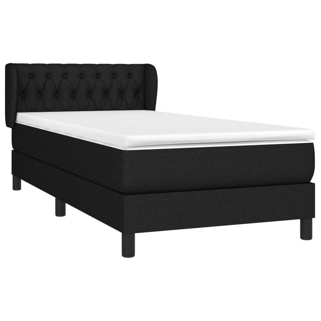 vidaXL Boxspring met matras stof zwart 90x200 cm afbeelding