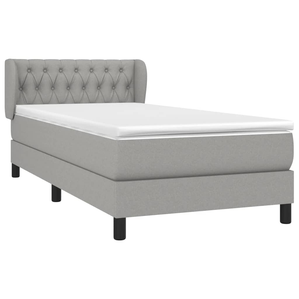 vidaXL Boxspring met matras stof lichtgrijs 100x200 cm afbeelding