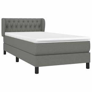 Box spring postel s matrací tmavě šedá 100 x 200 cm textil - obrázek 3
