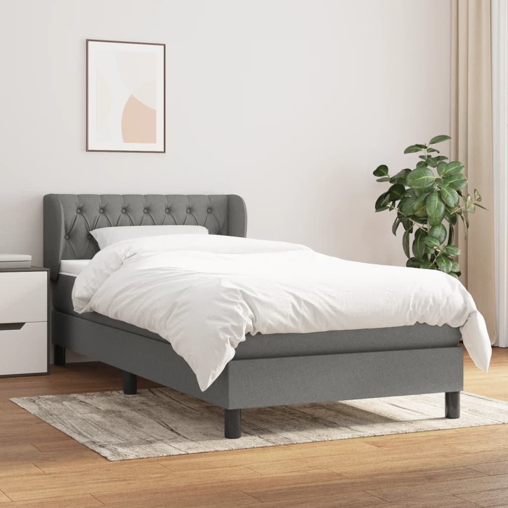 vida XL Boxspringbett mit Matratze Dunkelgrau 100x 200 cm Stoff