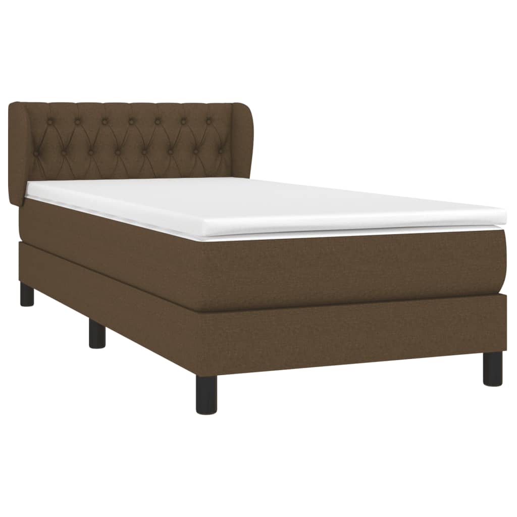 vidaXL Boxspring met matras stof donkerbruin 100x200 cm afbeelding