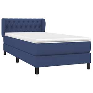 Box spring postel s matrací modrá 100 x 200 cm textil - obrázek 3