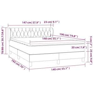 Box spring postel s matrací tmavě šedý 140 x 190 cm textil - obrázek 7