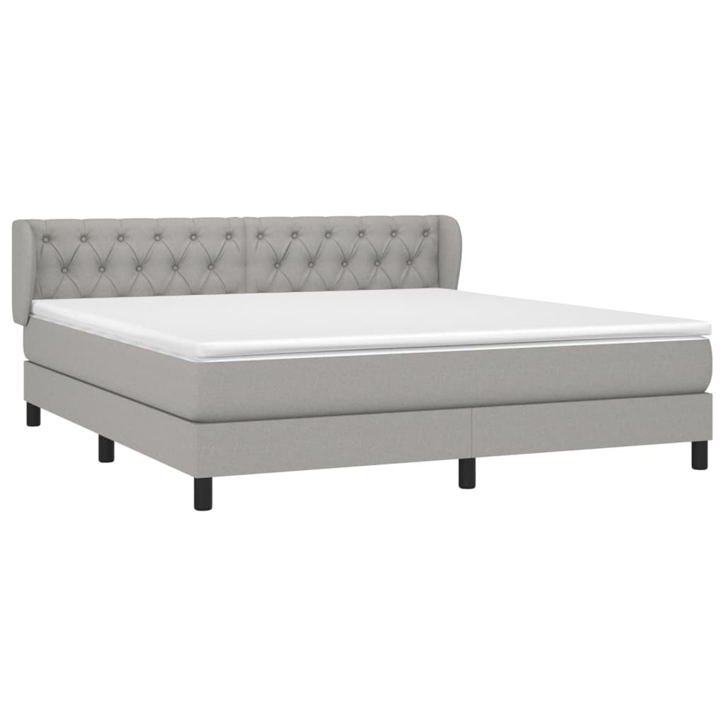 vidaXL Boxspring met matras stof lichtgrijs 160x200 cm afbeelding