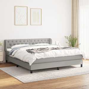 Box spring postel s matrací světle šedá 160 x 200 cm textil - obrázek 1