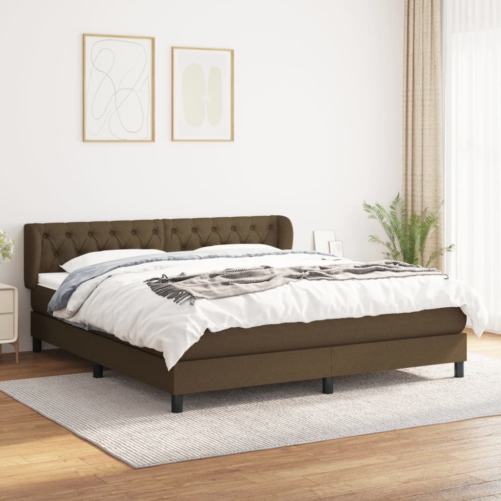 vidaXL Boxspringbett mit Matratze Dunkelbraun 160x200 cm Stoff