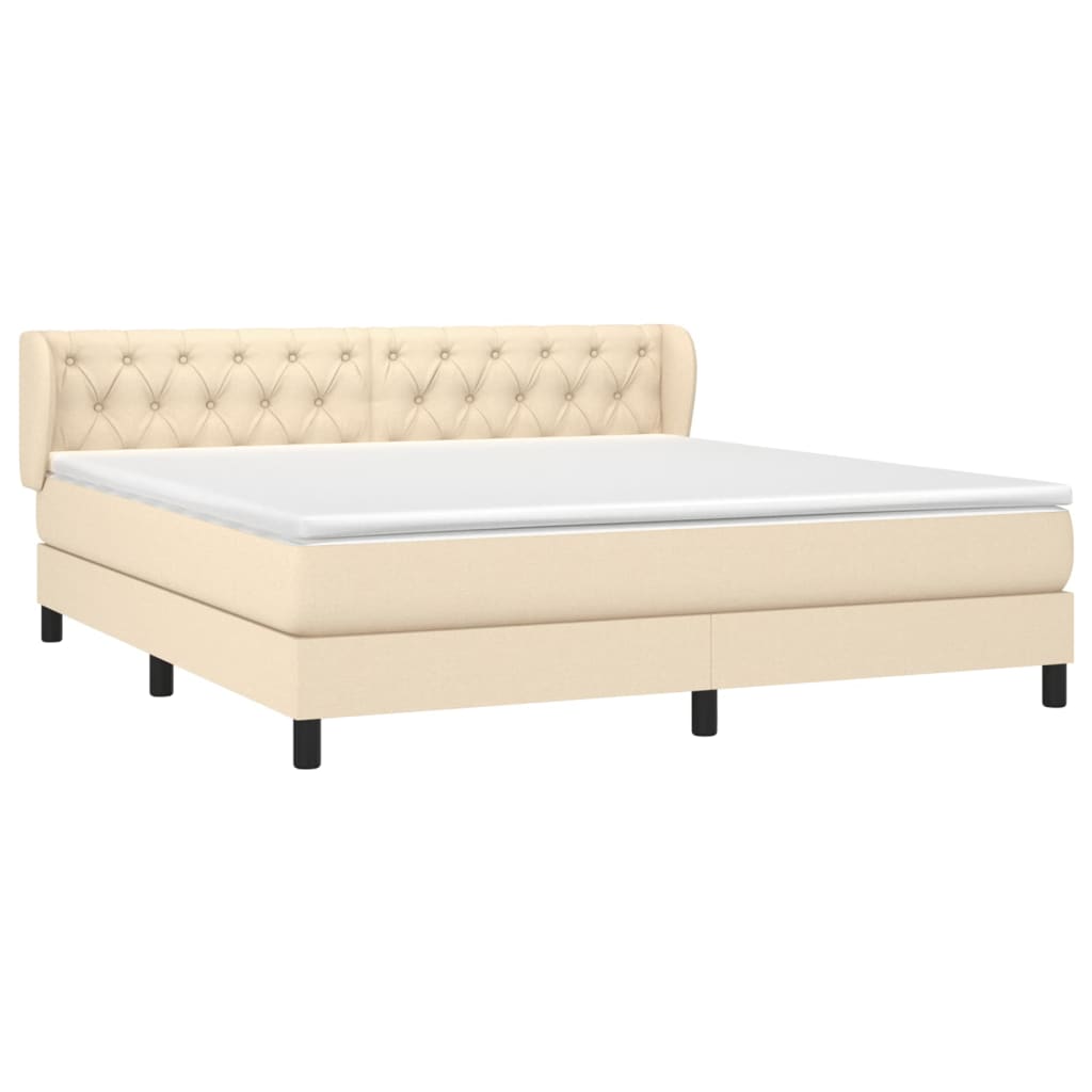vidaXL Boxspring met matras stof crèmekleurig 160x200 cm afbeelding