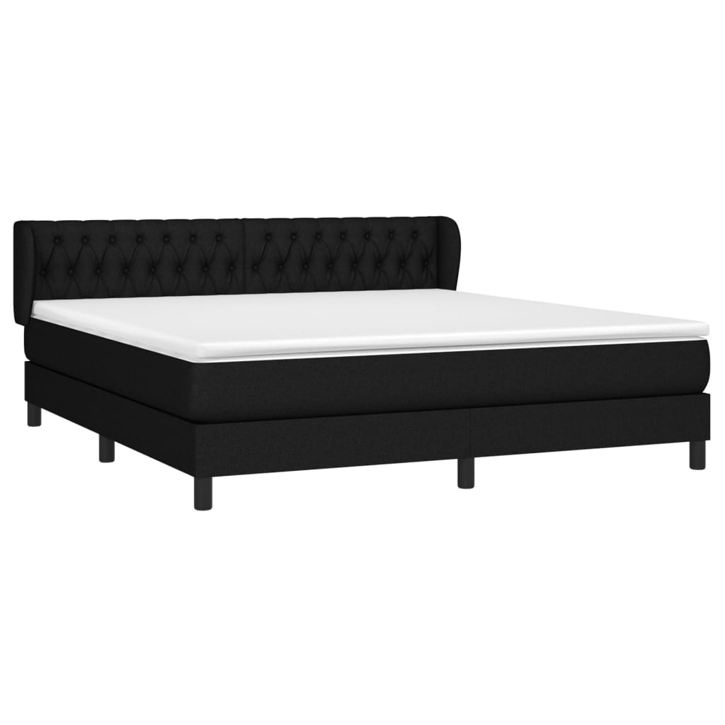 vidaXL Boxspring met matras stof zwart 180x200 cm afbeelding