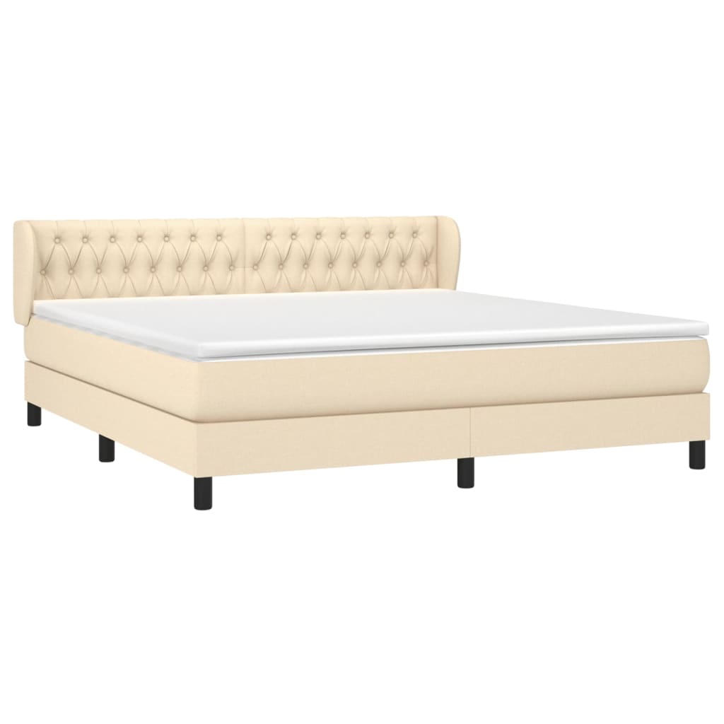 vidaXL Boxspring met matras stof crèmekleurig 180x200 cm afbeelding