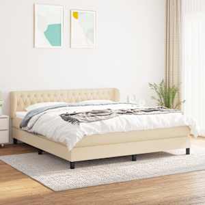 Box spring postel s matrací krémová 180x200 cm textil - obrázek 1