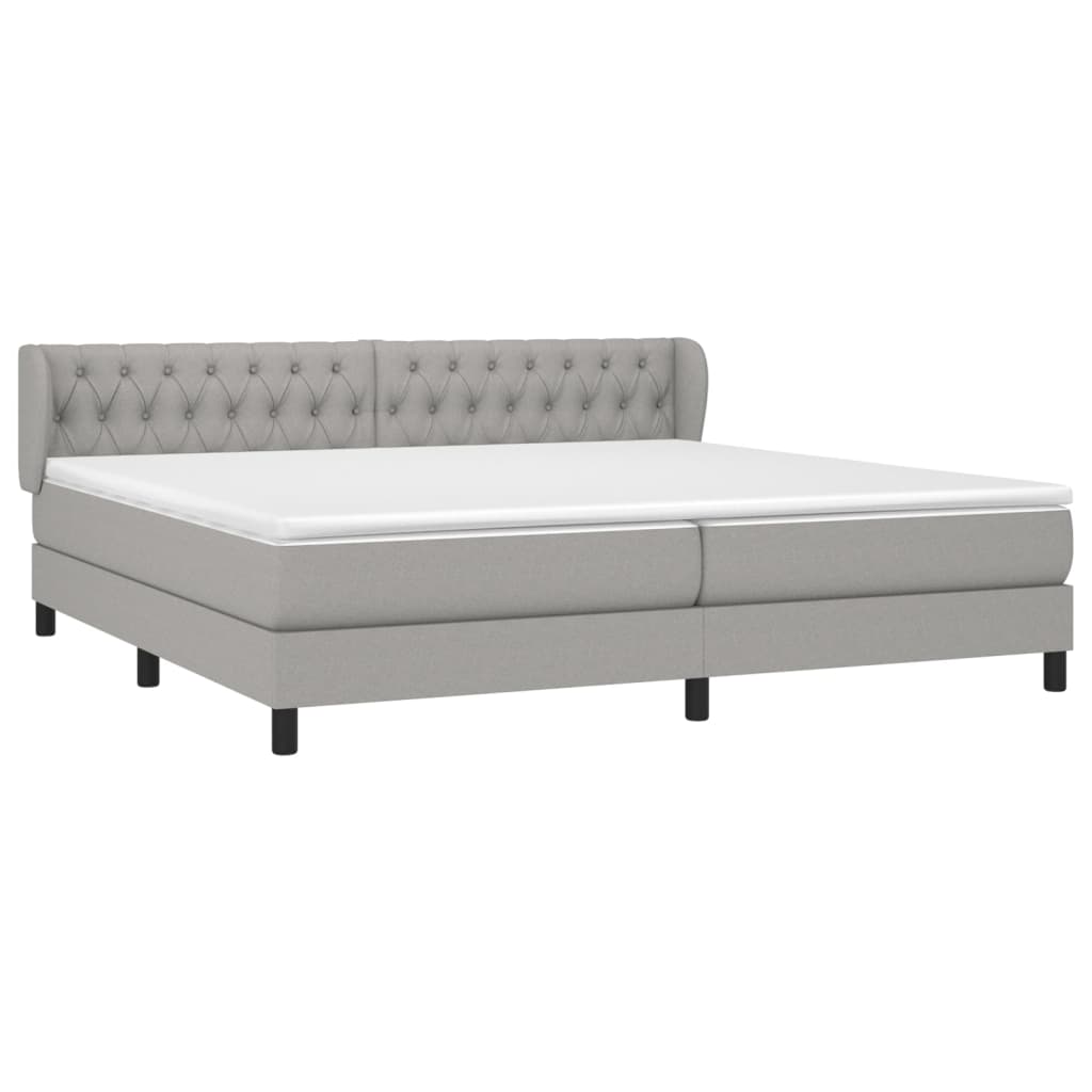vidaXL Boxspring met matras stof lichtgrijs 200x200 cm afbeelding