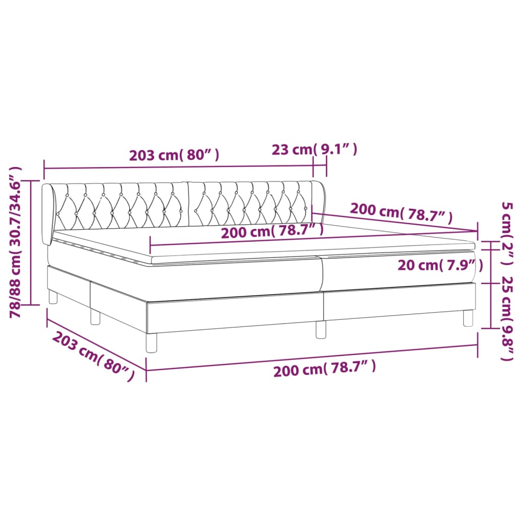 Box spring postel s matrací tmavě šedá 200x200 cm textil