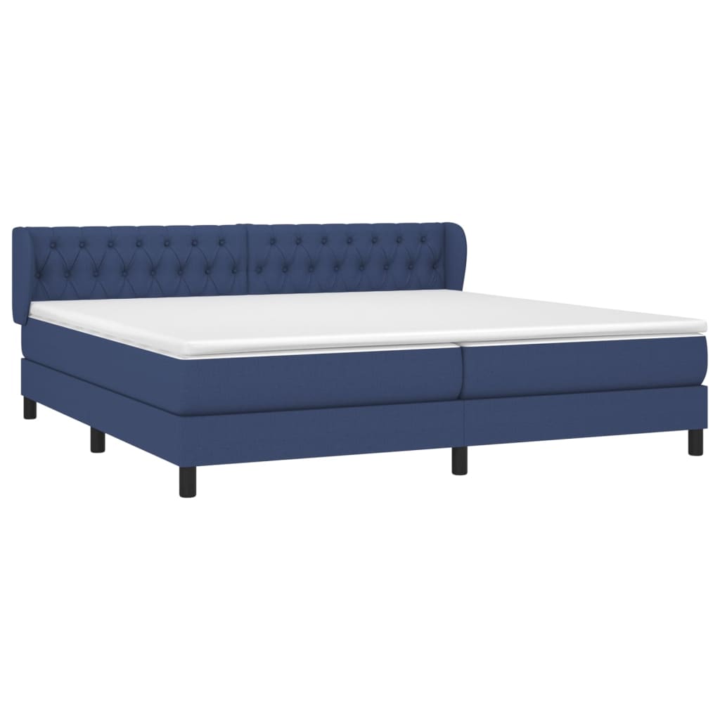vidaXL Boxspring met matras stof blauw 200x200 cm afbeelding