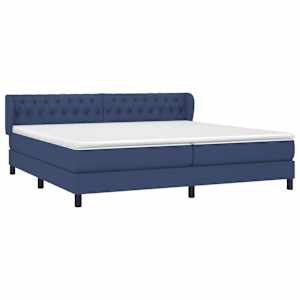 Box spring postel s matrací modrá 200x200 cm textil - obrázek 3