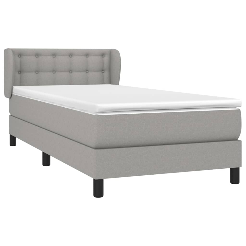 vidaXL Boxspring met matras stof lichtgrijs 80x200 cm afbeelding