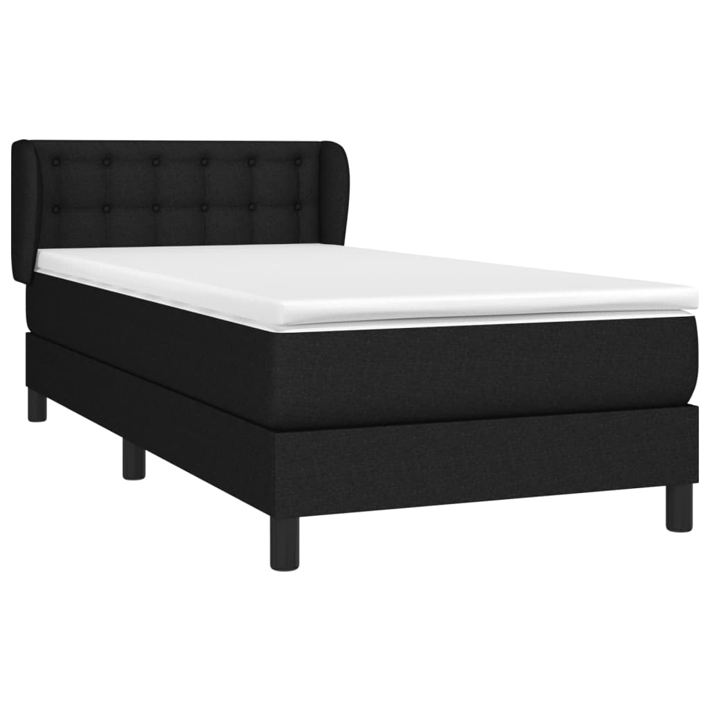 vidaXL Boxspring met matras stof zwart 90x200 cm afbeelding