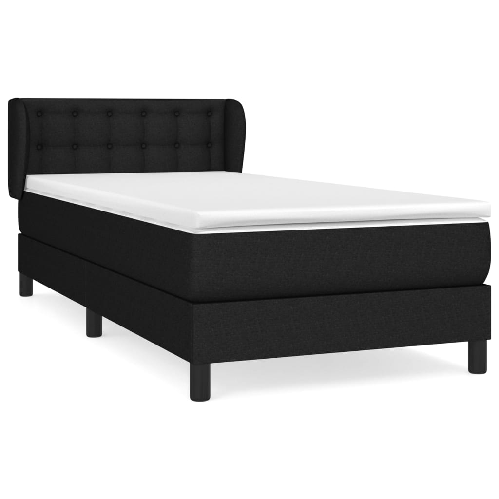vidaXL Box spring postel s matrací černá 100 x 200 cm textil