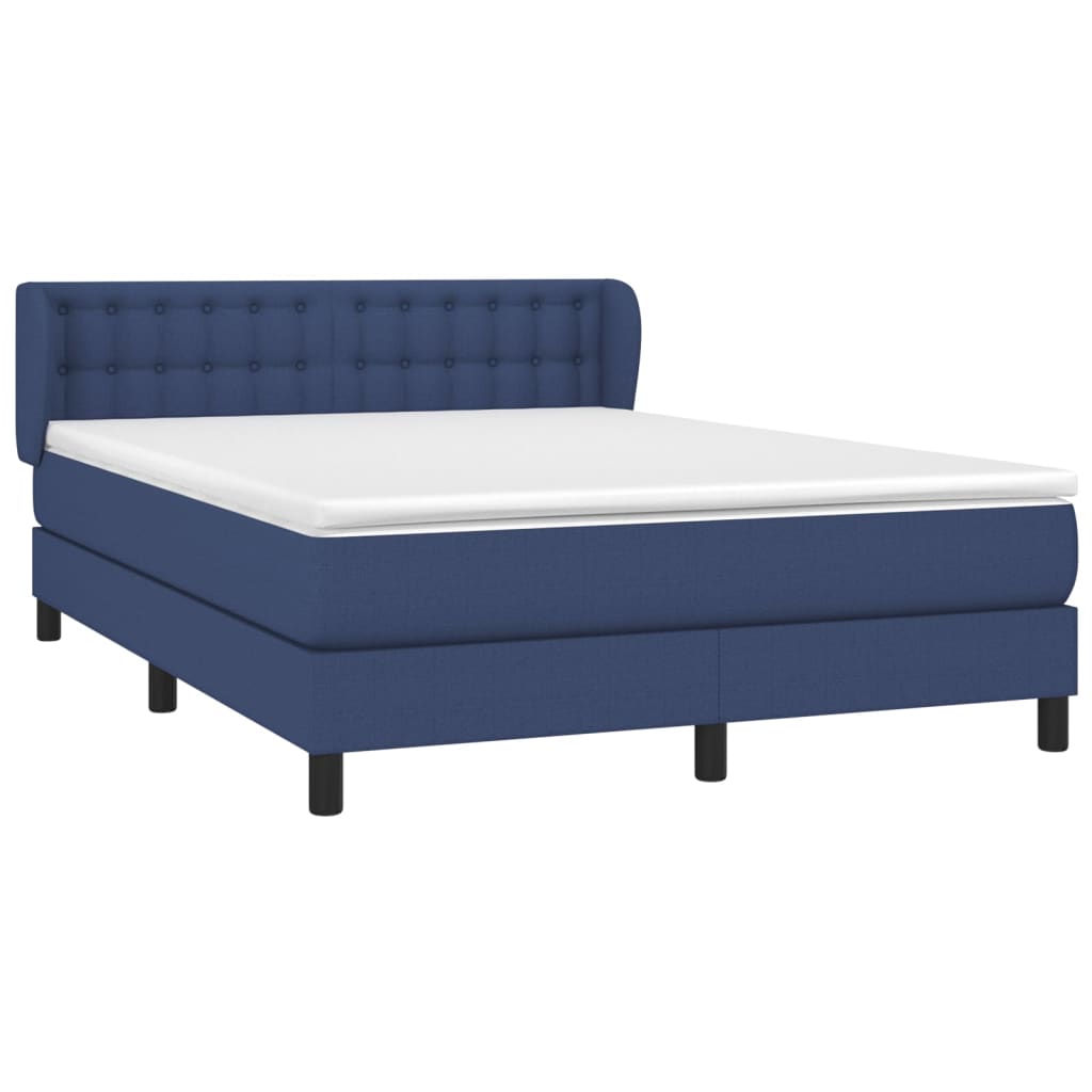 vidaXL Boxspring met matras stof blauw 140x190 cm afbeelding