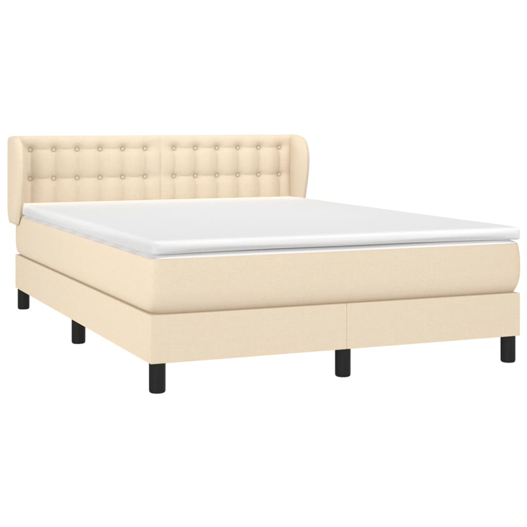 vidaXL Boxspring met matras stof crèmekleurig 140x200 cm afbeelding