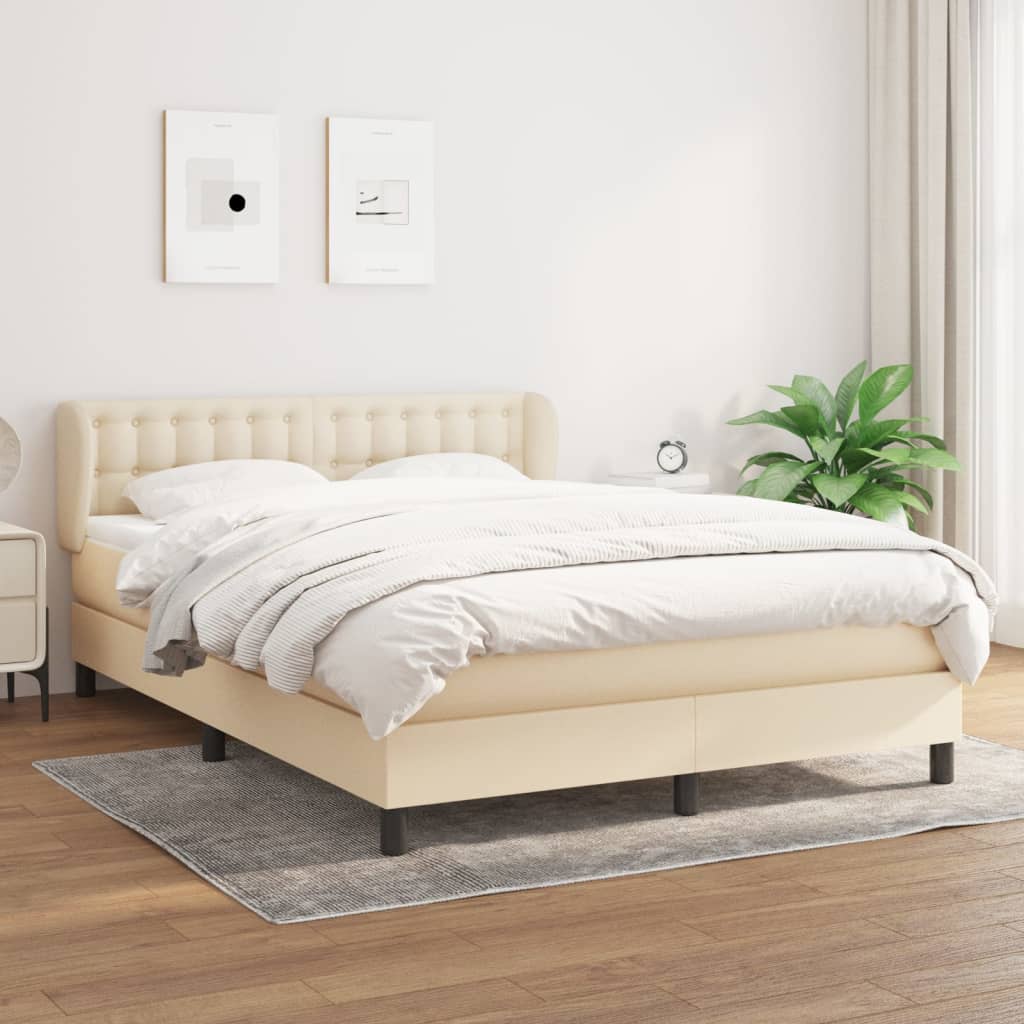 Box spring postel s matrací krémová 140x200 cm textil