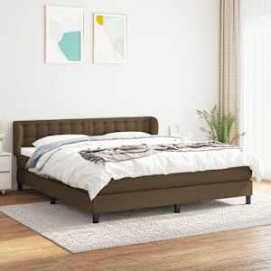 Box spring postel s matrací tmavě hnědá 160x200 cm textil - obrázek 1