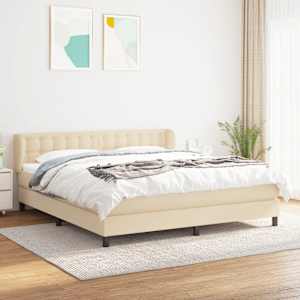 Box spring postel s matrací krémová 160x200 cm textil - obrázek 1