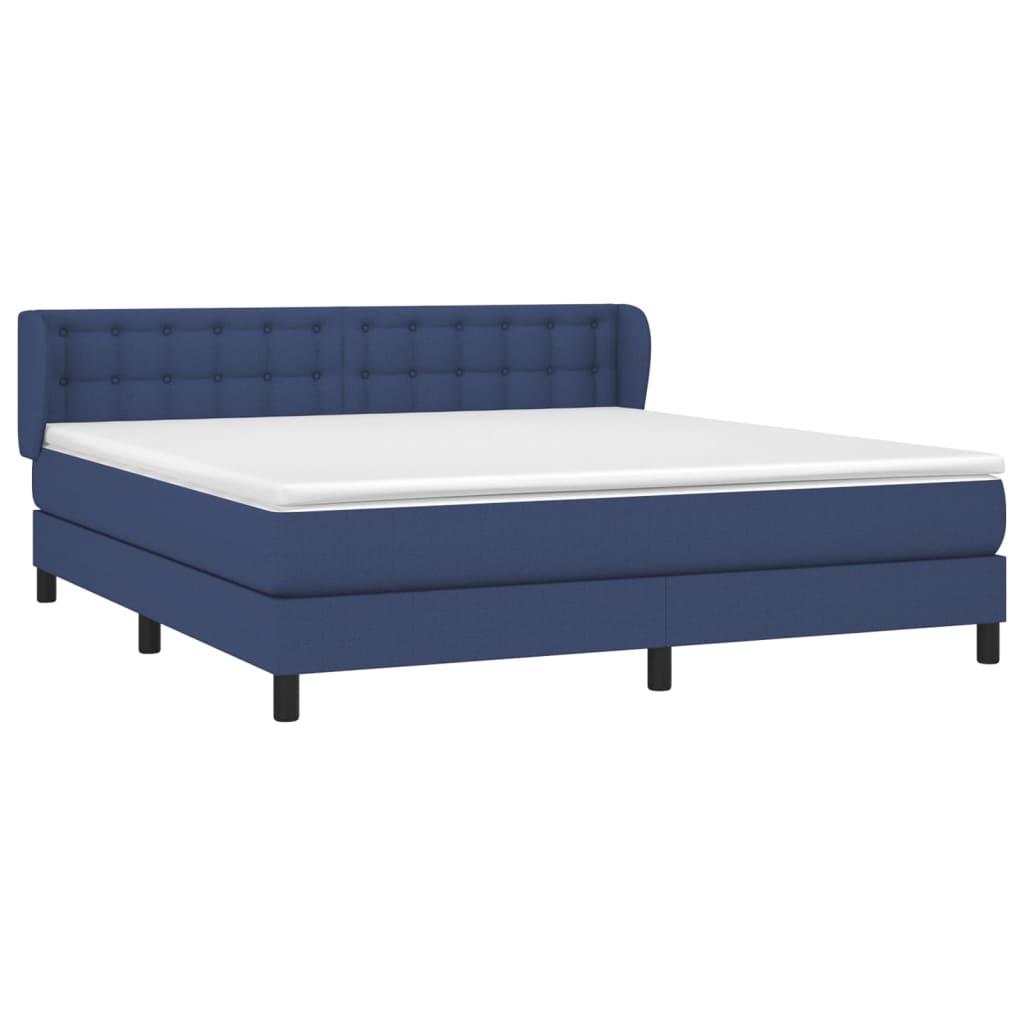 vidaXL Boxspring met matras stof blauw 160x200 cm afbeelding