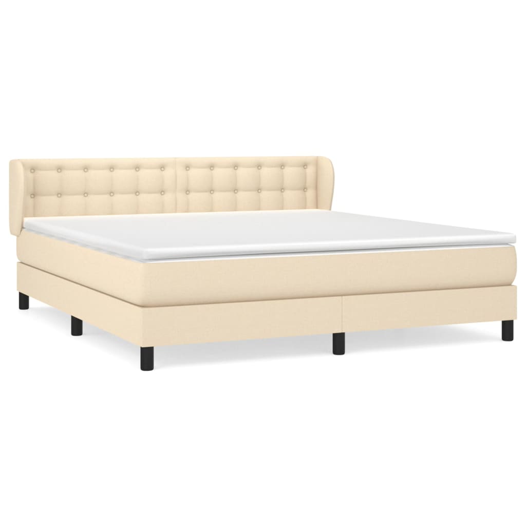 vidaXL Boxspring met matras stof crèmekleurig 180x200 cm afbeelding