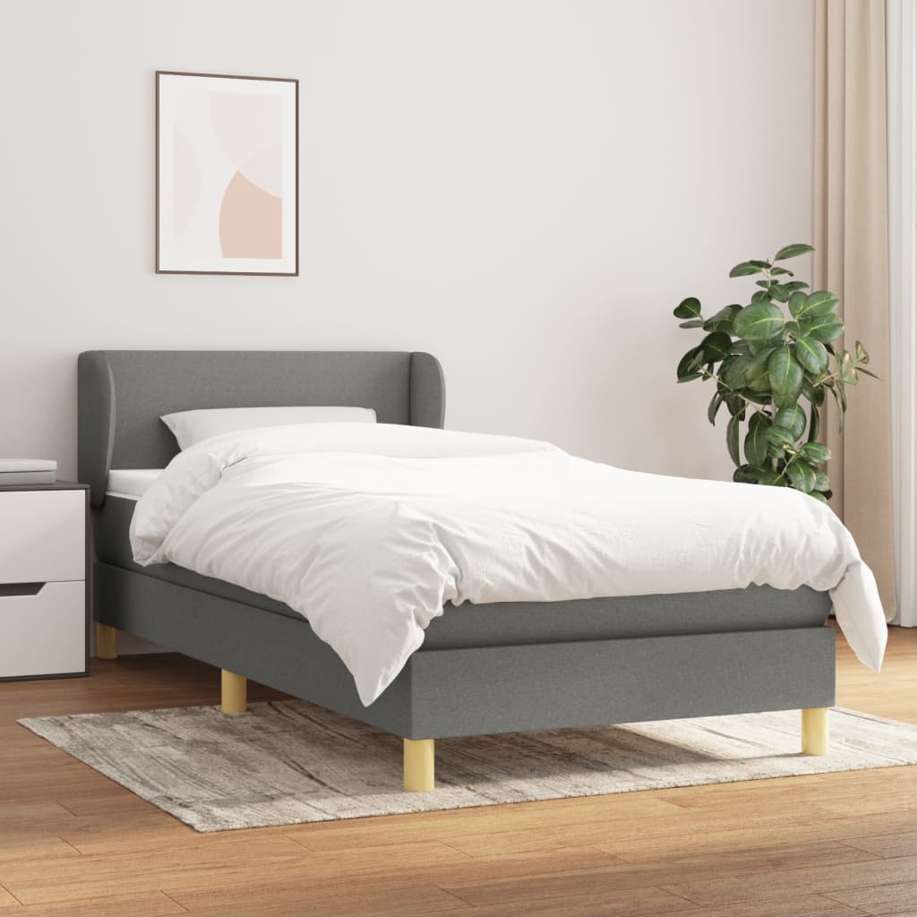 Boxspringbett mit Matratze Dunkelgrau 90×190 cm Stoff