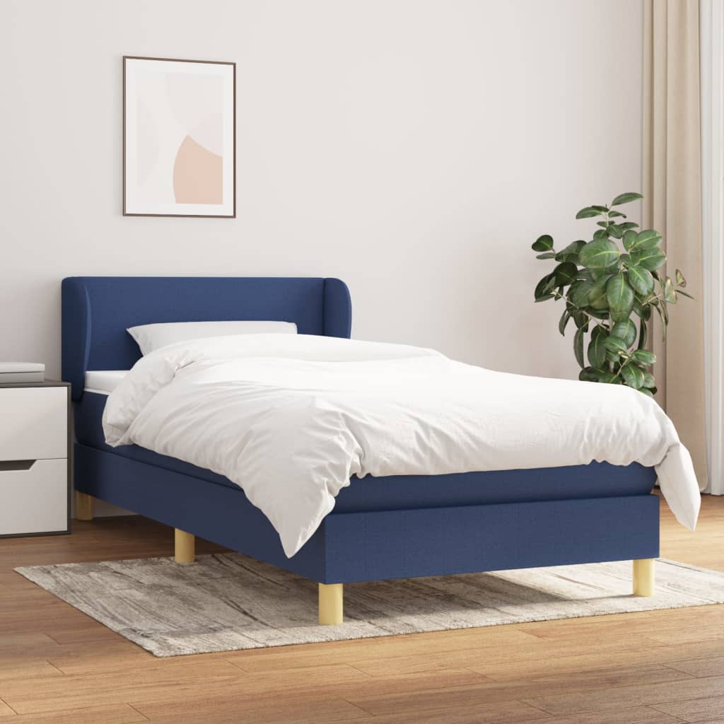 Boxspringbett mit Matratze Blau 100×200 cm Stoff