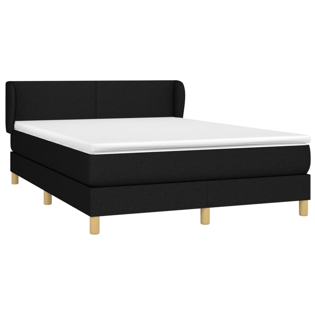 vidaXL Boxspring met matras stof zwart 140x190 cm afbeelding