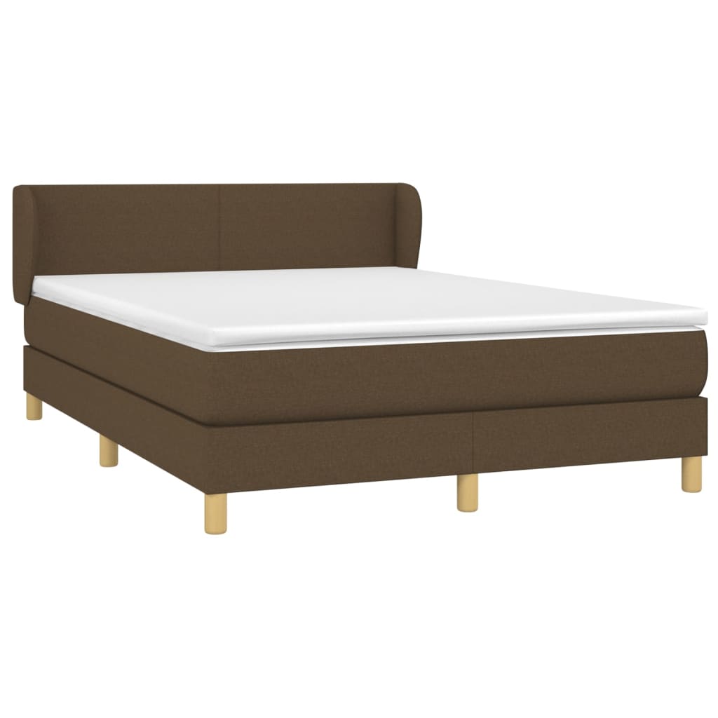 vidaXL Boxspring met matras stof donkerbruin 140x190 cm afbeelding