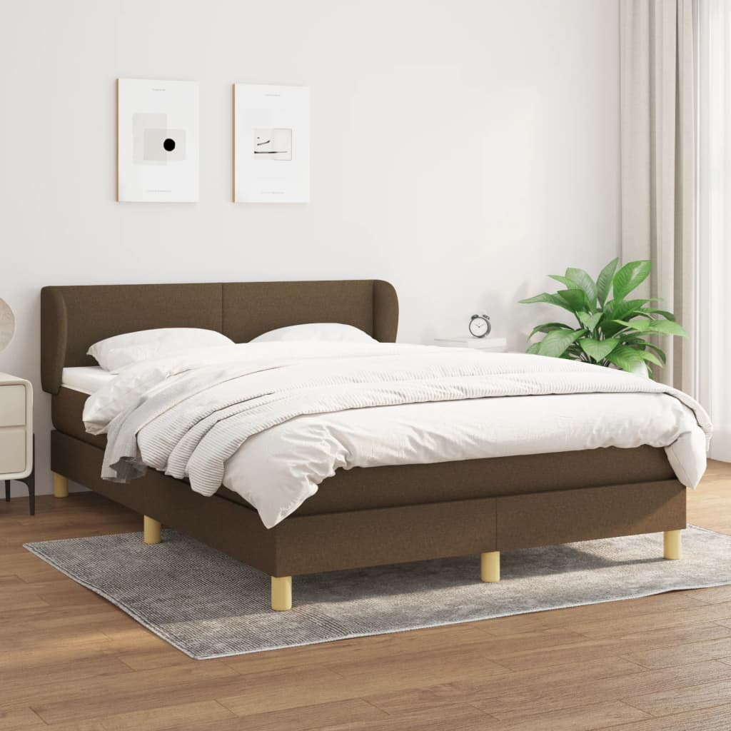 Box spring postel s matrací tmavě hnědá 140x200 cm textil