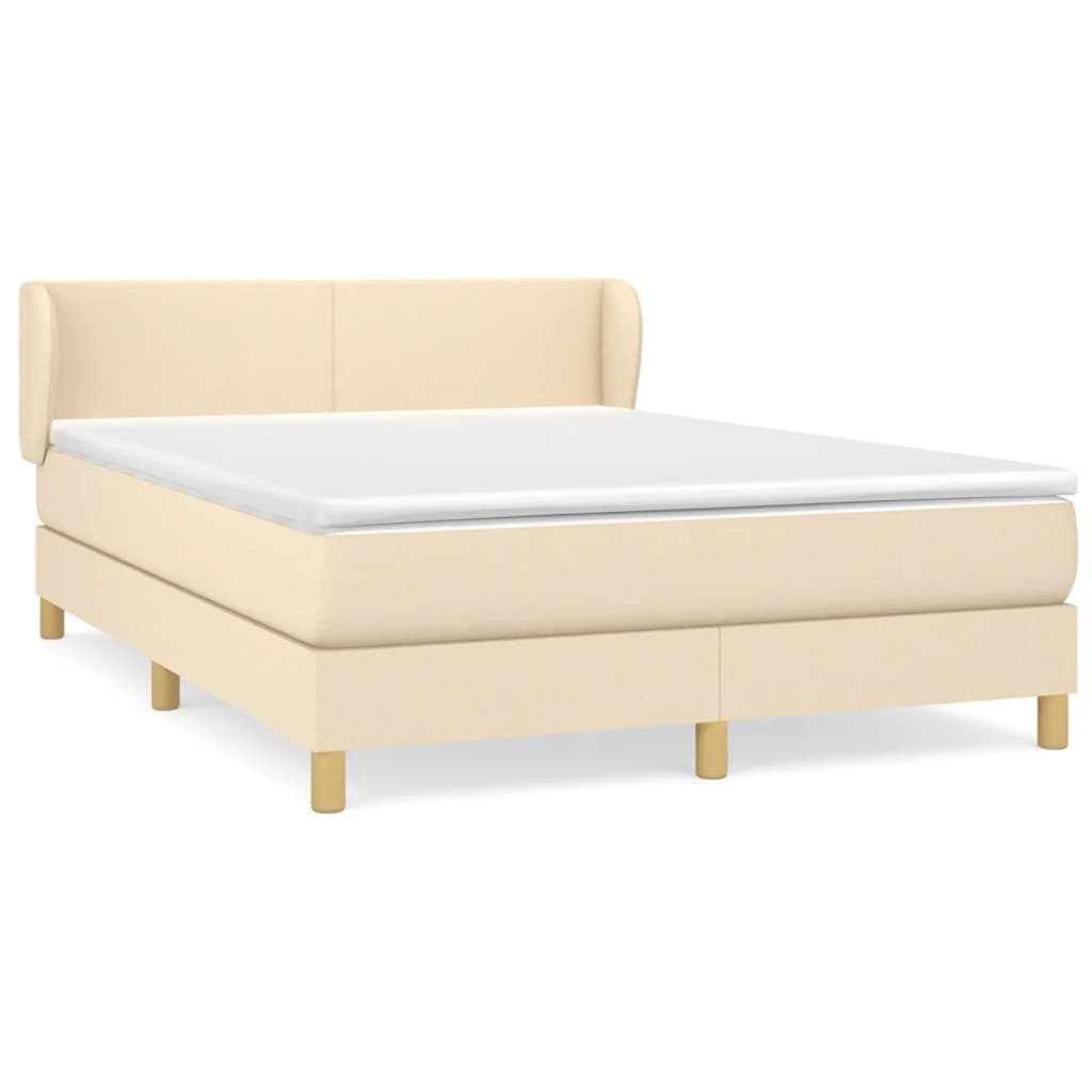 vidaXL Posteľný rám boxspring s matracom krémový 140x200 cm látka