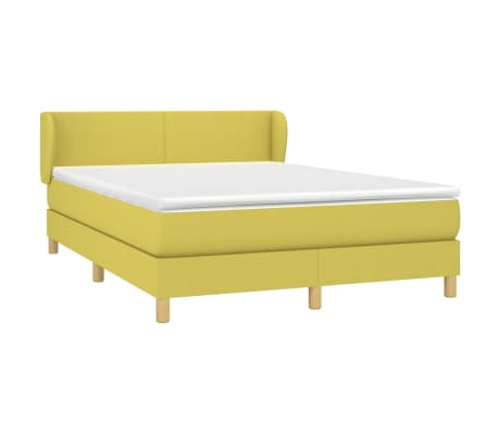 vidaXL Lova su spyruoklėmis ir čiužiniu, žalia, 140x200 cm, audinys