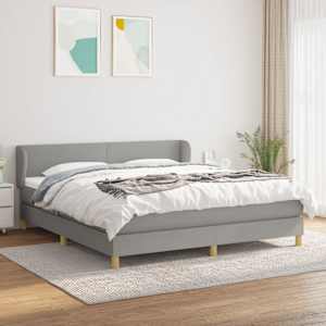 Box spring postel s matrací světle šedá 180 x 200 cm textil - obrázek 1